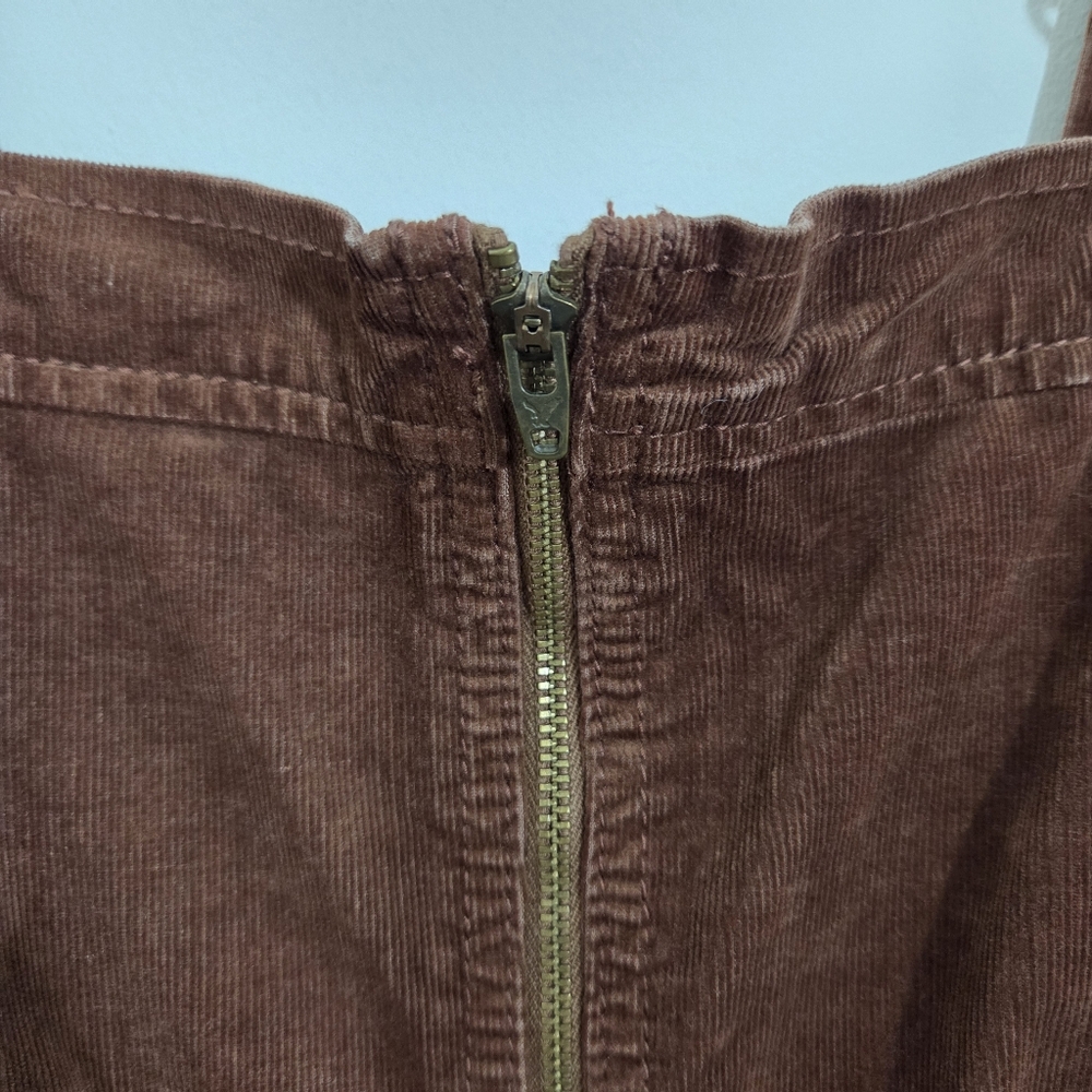 NWT American Eagle Corduroy Overall Dress Brown Mini Size 8 Fall Academia Cords - Picture 5 of 12
